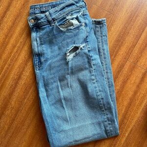 American Eagle Outfitters Blue Jeans with Distressed Details